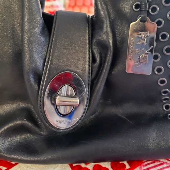 Coach Black Shoulder Bag with Silver Accents - Picture 6 of 10